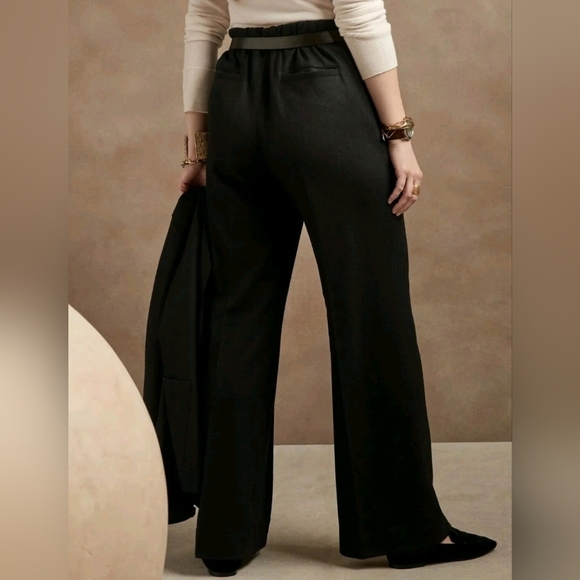 Banana Republic High Rise Wide Leg Italian Wool Pants Black Size 12 RT$130 NWT - Picture 4 of 11